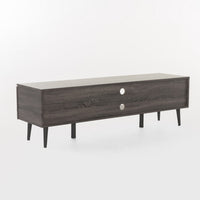 Gavin TV Stand Media Cabinet with 2 Doors, Tempered Glass, Gray Wood -BM337041