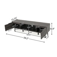 Gavin TV Stand Media Cabinet with 2 Doors, Tempered Glass, Gray Wood -BM337041