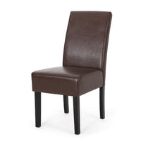 Serie Dining Chair Set of 2, Rubberwood, Dark Brown Faux Leather -BM337043