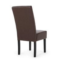 Serie Dining Chair Set of 2, Rubberwood, Dark Brown Faux Leather -BM337043
