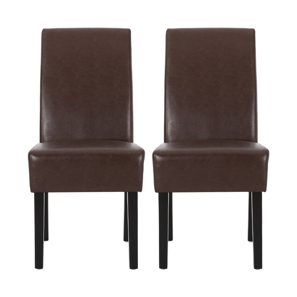 Serie Dining Chair Set of 2, Rubberwood, Dark Brown Faux Leather -BM337043