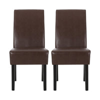 Serie Dining Chair Set of 2, Rubberwood, Dark Brown Faux Leather -BM337043