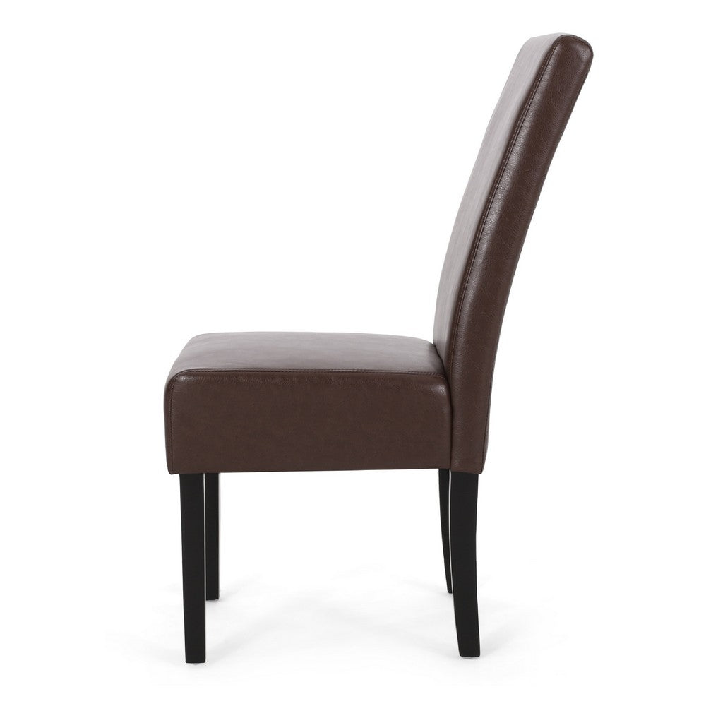 Serie Dining Chair Set of 2, Rubberwood, Dark Brown Faux Leather -BM337043