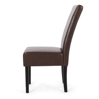Serie Dining Chair Set of 2, Rubberwood, Dark Brown Faux Leather -BM337043