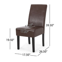 Serie Dining Chair Set of 2, Rubberwood, Dark Brown Faux Leather -BM337043