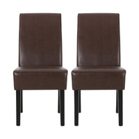 Serie Dining Chair Set of 2, Rubberwood, Dark Brown Faux Leather -BM337043