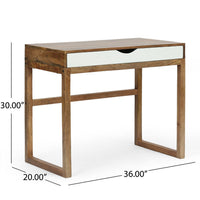 Helena Writing Desk, Drawer and Sled Leg Design, Natural Mango Wood -BM337044