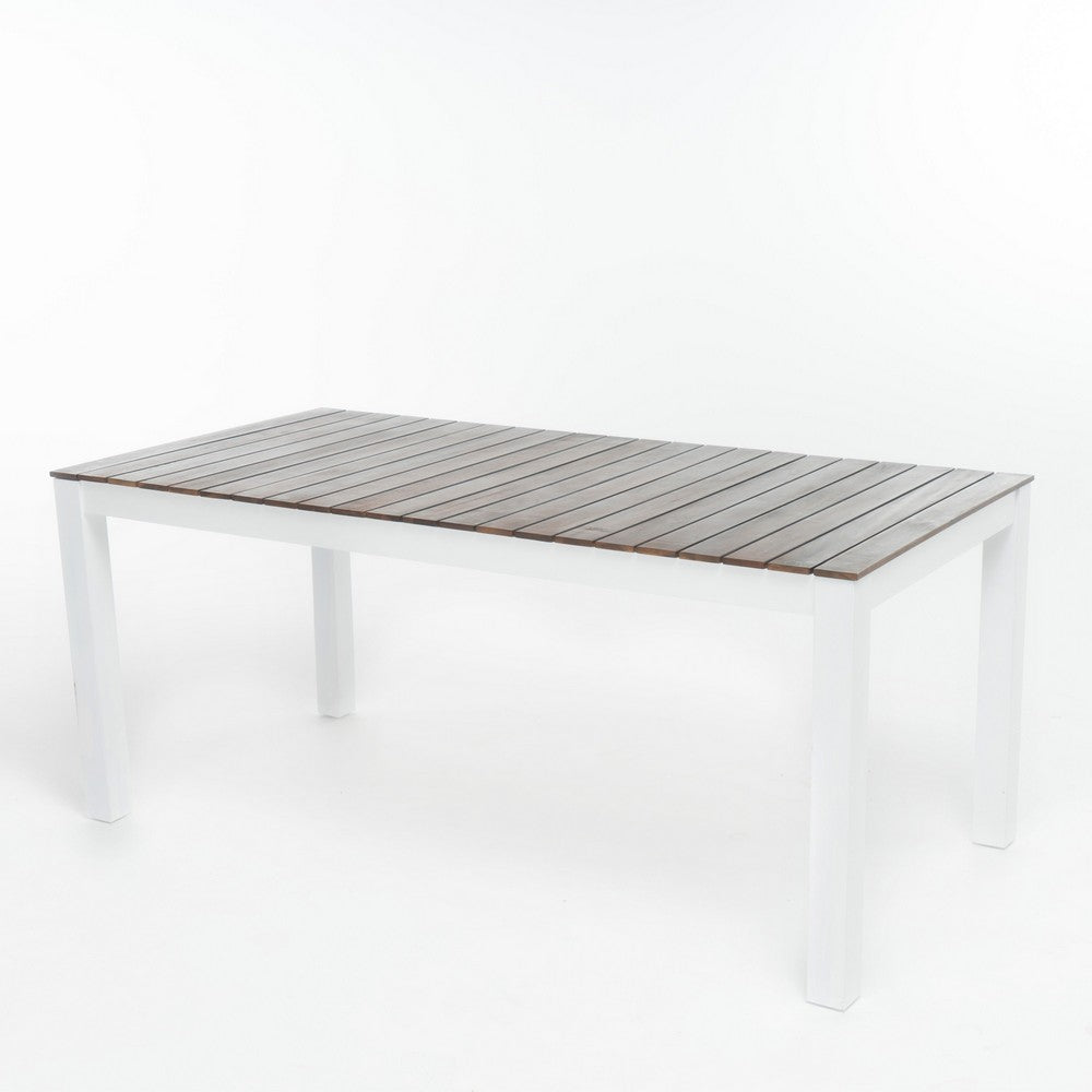 Eltan Outdoor Dining Table, 69 Inch Brown Slatted, White Acacia Wood -BM337047
