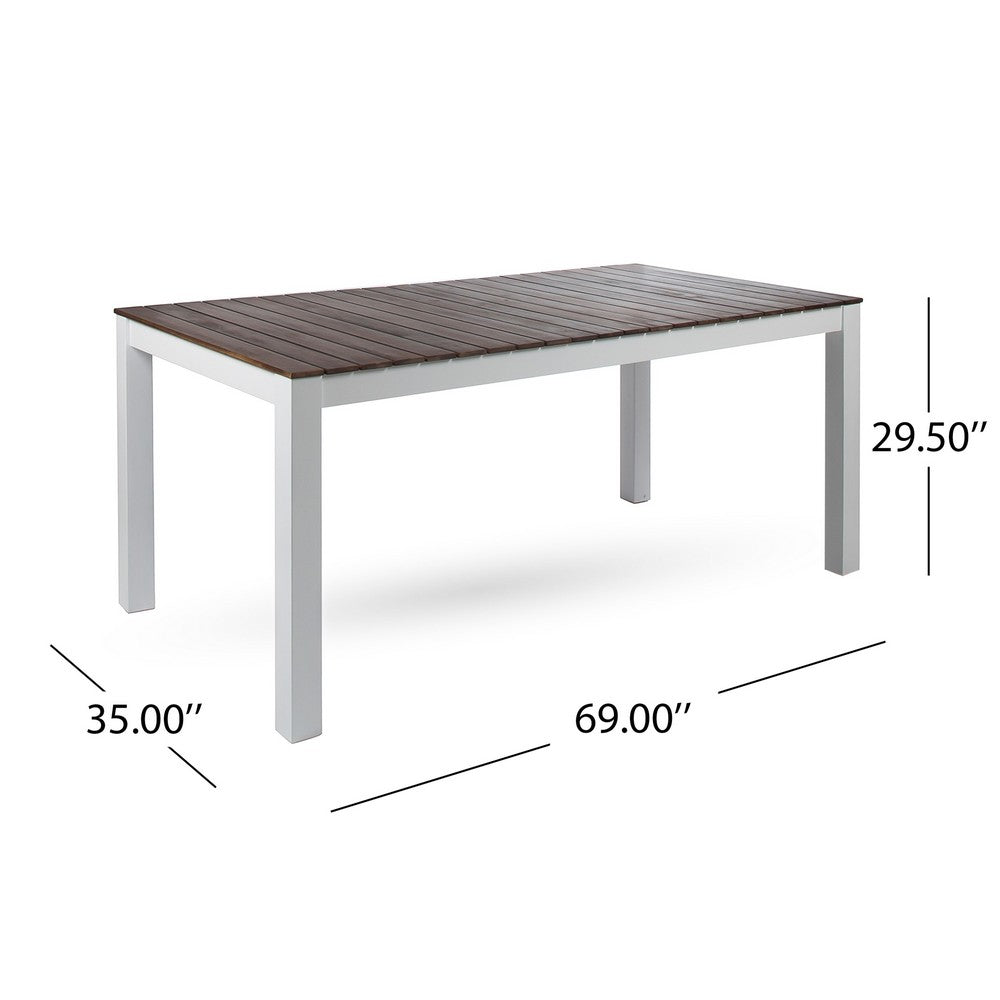 Eltan Outdoor Dining Table, 69 Inch Brown Slatted, White Acacia Wood -BM337047