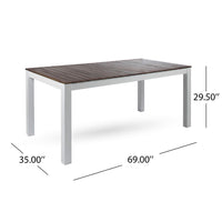Eltan Outdoor Dining Table, 69 Inch Brown Slatted, White Acacia Wood -BM337047