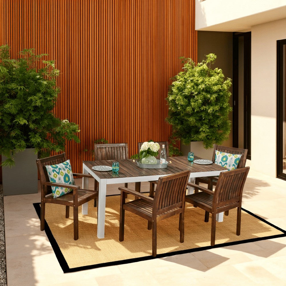 Eltan Outdoor Dining Table, 69 Inch Brown Slatted, White Acacia Wood -BM337047