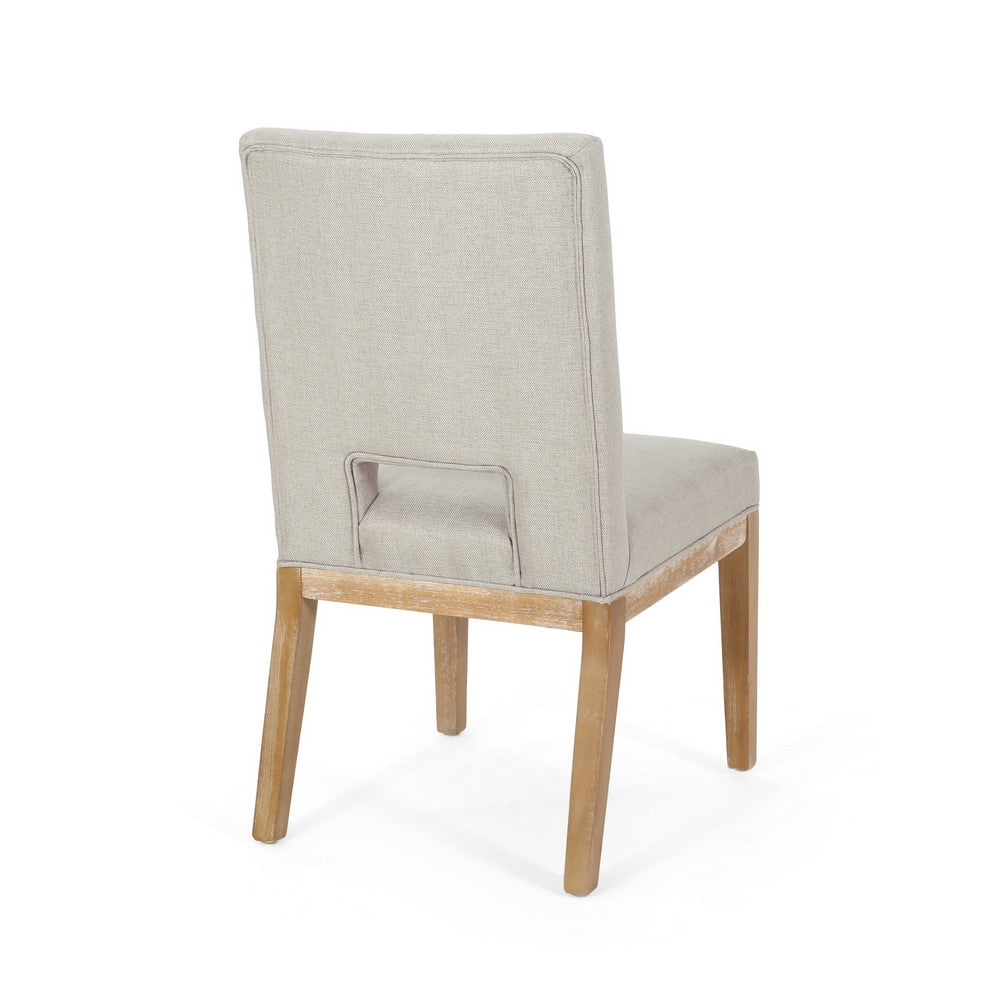 Natie Dining Chair Set of 2, Cut-Out Back, Rubberwood, Light Gray -BM337050