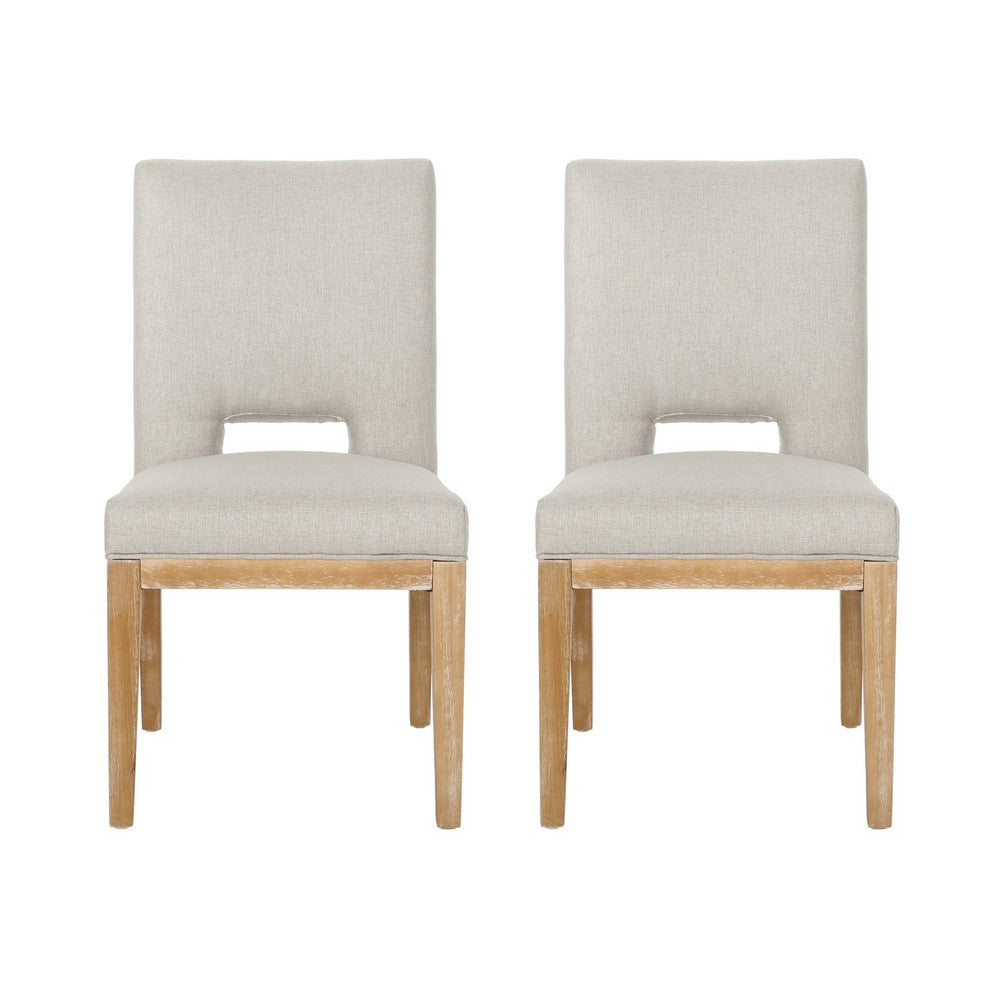 Natie Dining Chair Set of 2, Cut-Out Back, Rubberwood, Light Gray -BM337050