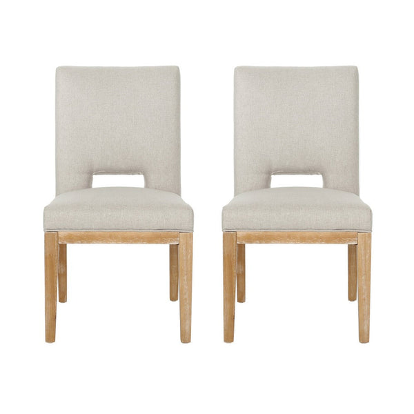 Natie Dining Chair Set of 2, Cut-Out Back, Rubberwood, Light Gray -BM337050