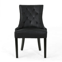 Chen Dining Chair Set of 2, Curved Back, Black Diamond Tuft Microfiber -BM337051