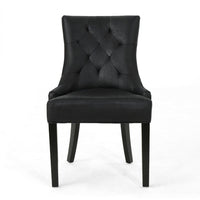 Chen Dining Chair Set of 2, Curved Back, Black Diamond Tuft Microfiber -BM337051