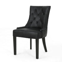 Chen Dining Chair Set of 2, Curved Back, Black Diamond Tuft Microfiber -BM337051