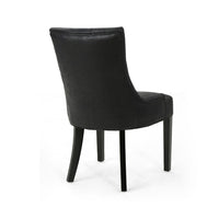 Chen Dining Chair Set of 2, Curved Back, Black Diamond Tuft Microfiber -BM337051