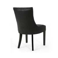 Chen Dining Chair Set of 2, Curved Back, Black Diamond Tuft Microfiber -BM337051