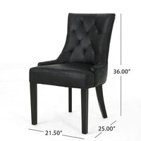 Chen Dining Chair Set of 2, Curved Back, Black Diamond Tuft Microfiber -BM337051