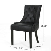 Chen Dining Chair Set of 2, Curved Back, Black Diamond Tuft Microfiber -BM337051