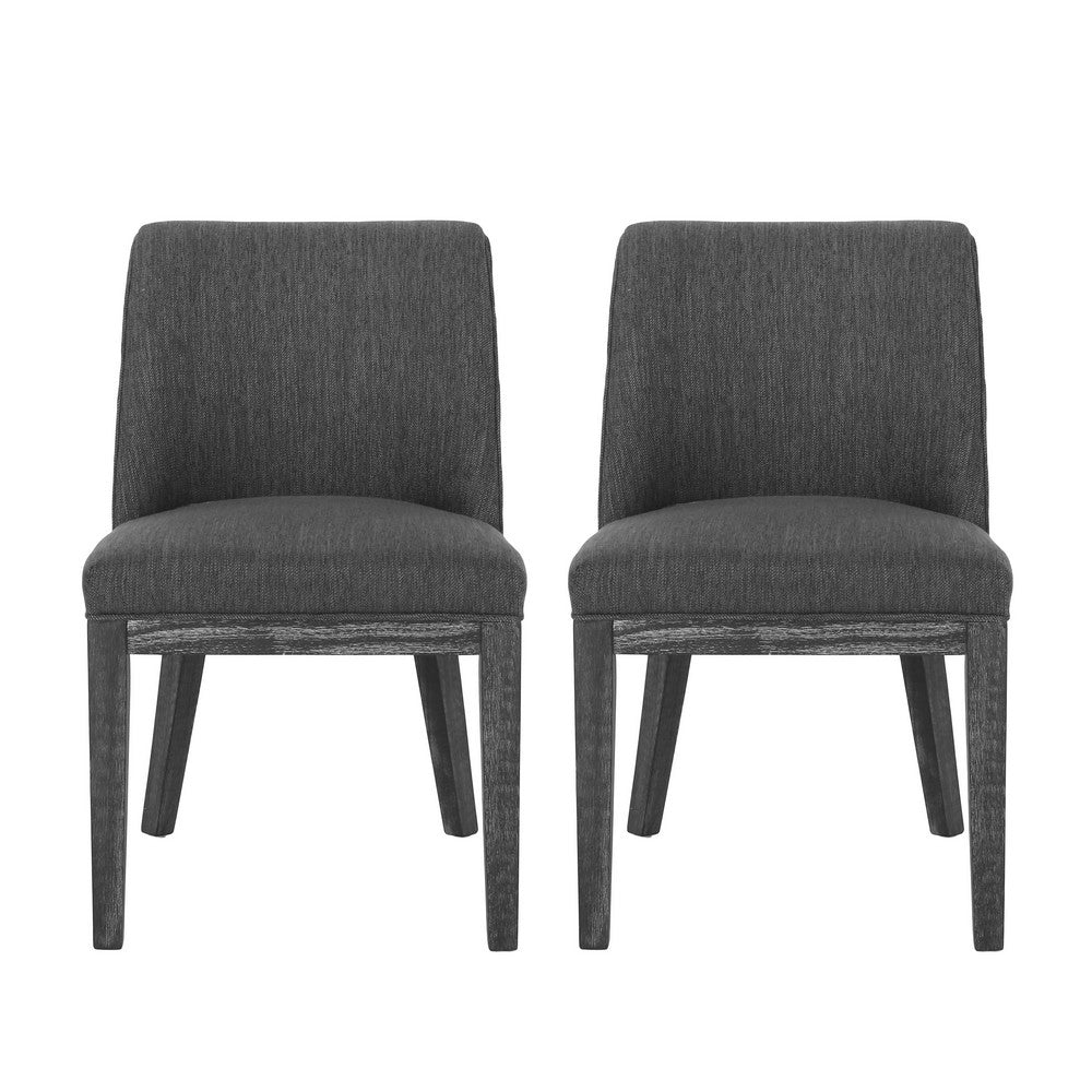 Edena Dining Chair Set of 2, Black Rubberwood, Charcoal Gray -BM337052
