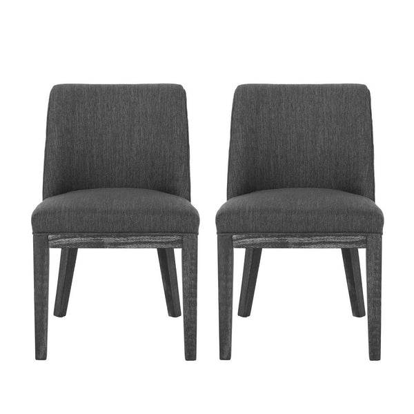 Edena Dining Chair Set of 2, Black Rubberwood, Charcoal Gray -BM337052