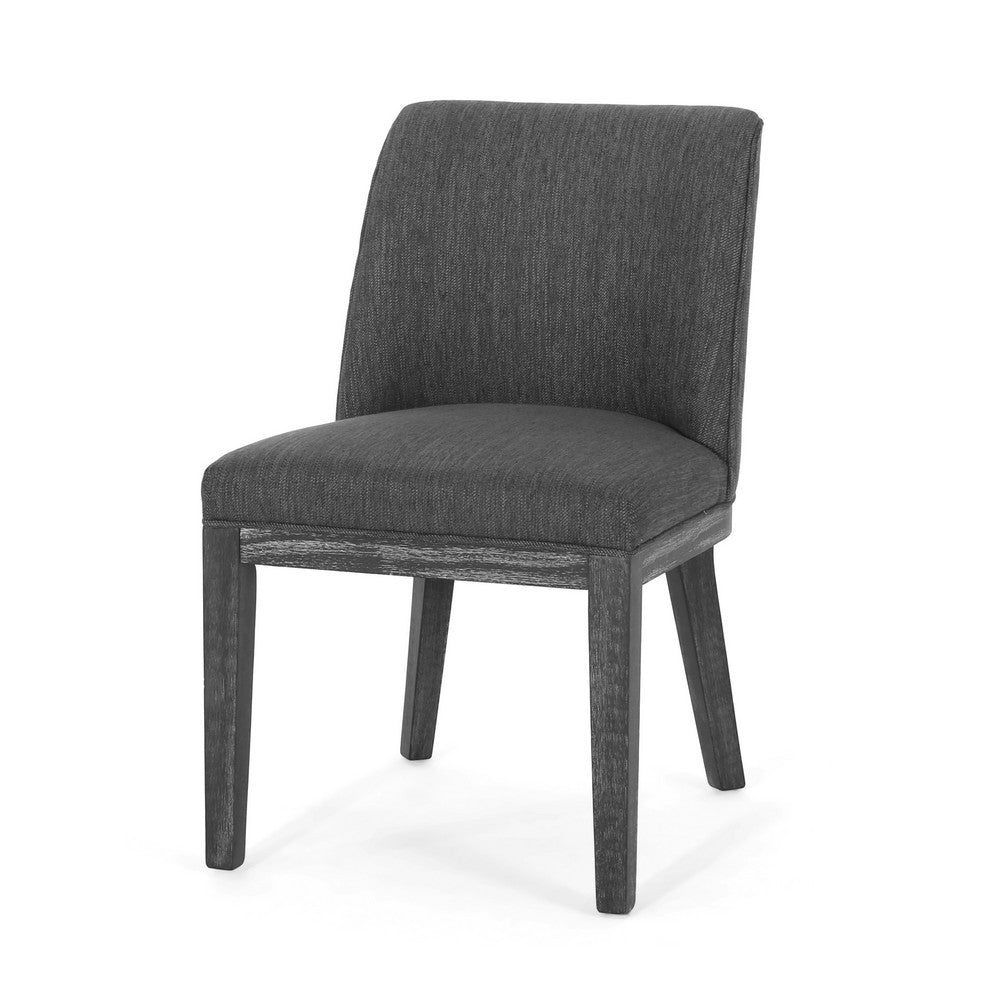 Edena Dining Chair Set of 2, Black Rubberwood, Charcoal Gray -BM337052