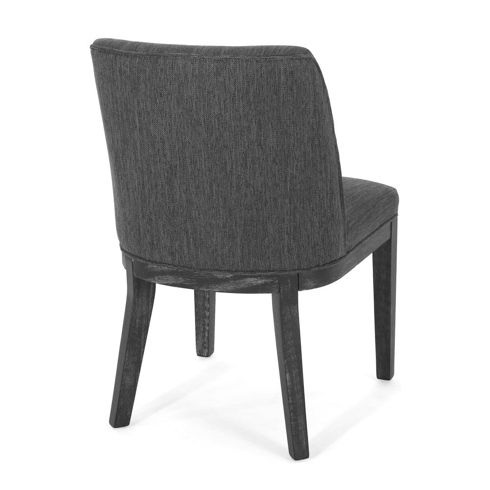 Edena Dining Chair Set of 2, Black Rubberwood, Charcoal Gray -BM337052