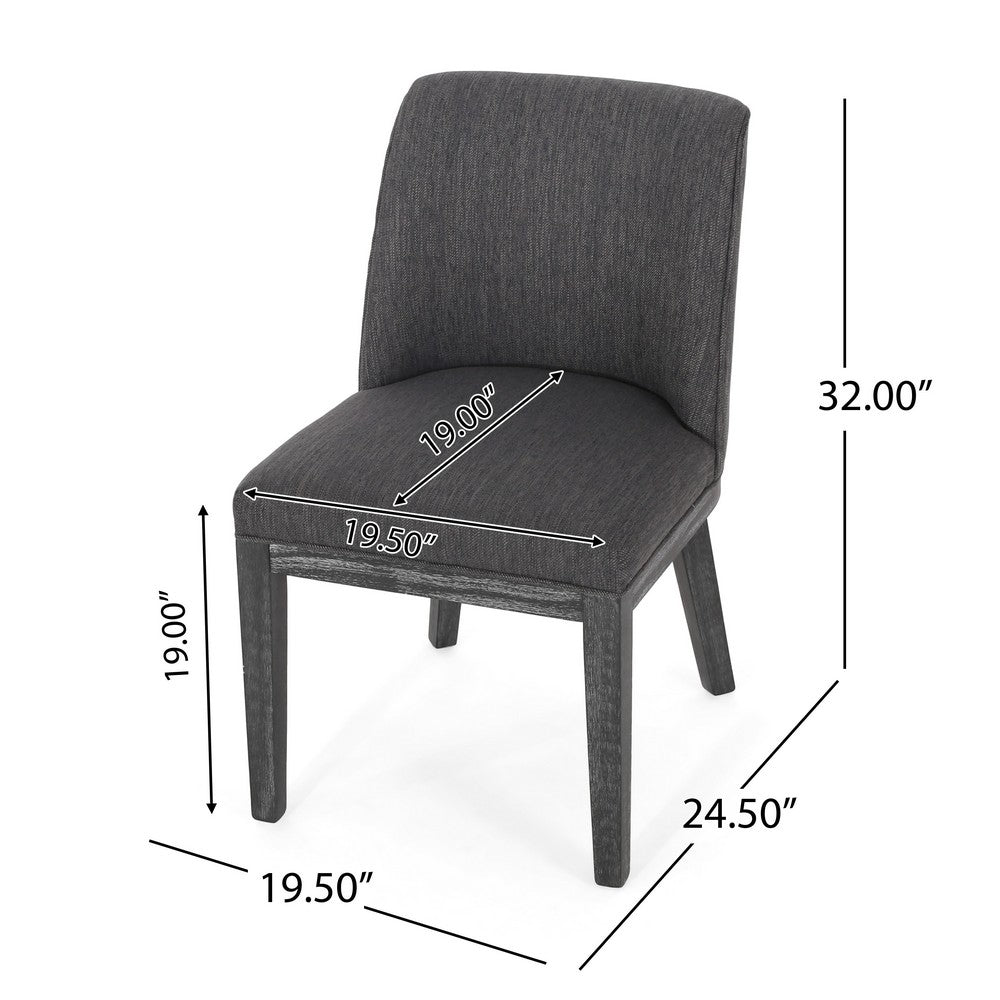 Edena Dining Chair Set of 2, Black Rubberwood, Charcoal Gray -BM337052