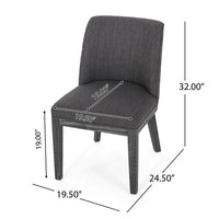 Edena Dining Chair Set of 2, Black Rubberwood, Charcoal Gray -BM337052