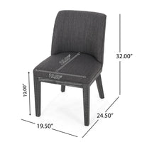 Edena Dining Chair Set of 2, Black Rubberwood, Charcoal Gray -BM337052