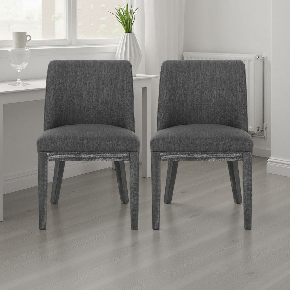 Edena Dining Chair Set of 2, Black Rubberwood, Charcoal Gray -BM337052