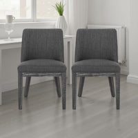 Edena Dining Chair Set of 2, Black Rubberwood, Charcoal Gray -BM337052