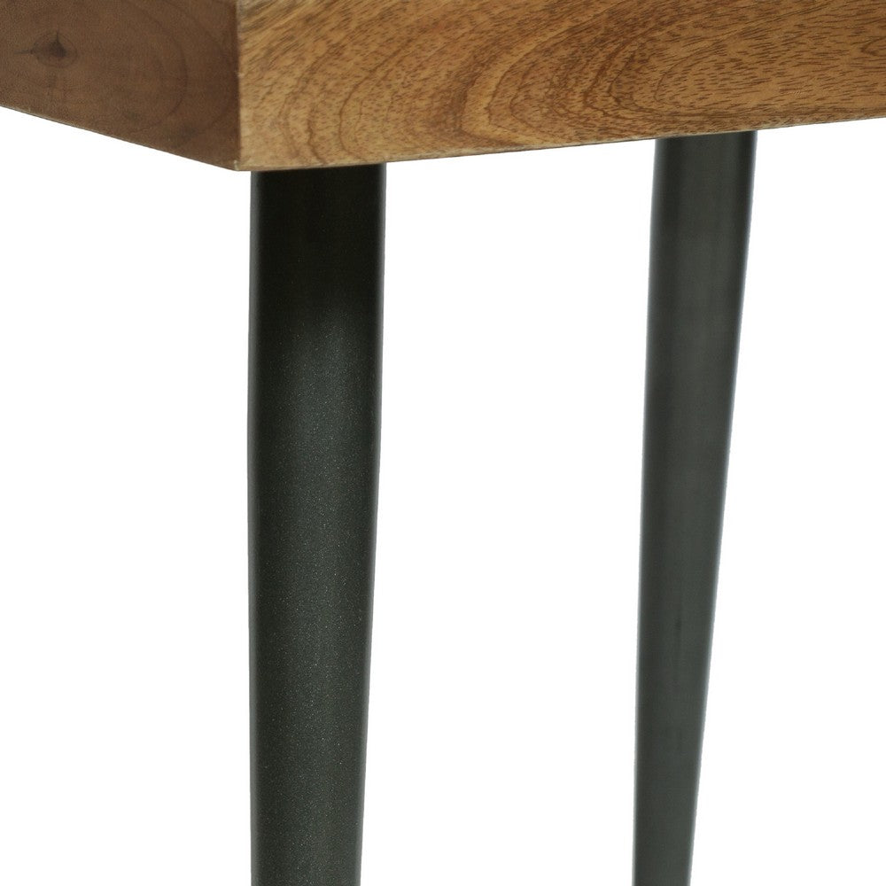 Qien End Table, Herringbone Parquet, Honey Mango Wood 22 Inch Square -BM337053