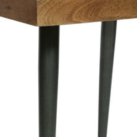 Qien End Table, Herringbone Parquet, Honey Mango Wood 22 Inch Square -BM337053