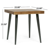 Qien End Table, Herringbone Parquet, Honey Mango Wood 22 Inch Square -BM337053