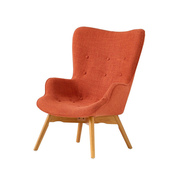 Tanie Lounge Chair, Ash Wood, Contoured Orange Tufted Polyester Body -BM337054