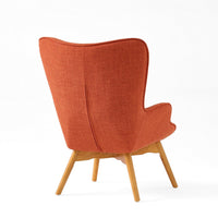 Tanie Lounge Chair, Ash Wood, Contoured Orange Tufted Polyester Body -BM337054