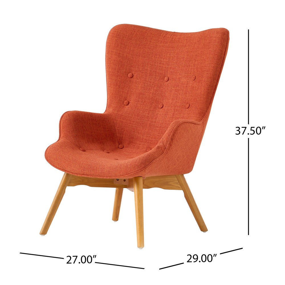 Tanie Lounge Chair, Ash Wood, Contoured Orange Tufted Polyester Body -BM337054