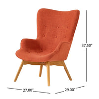 Tanie Lounge Chair, Ash Wood, Contoured Orange Tufted Polyester Body -BM337054