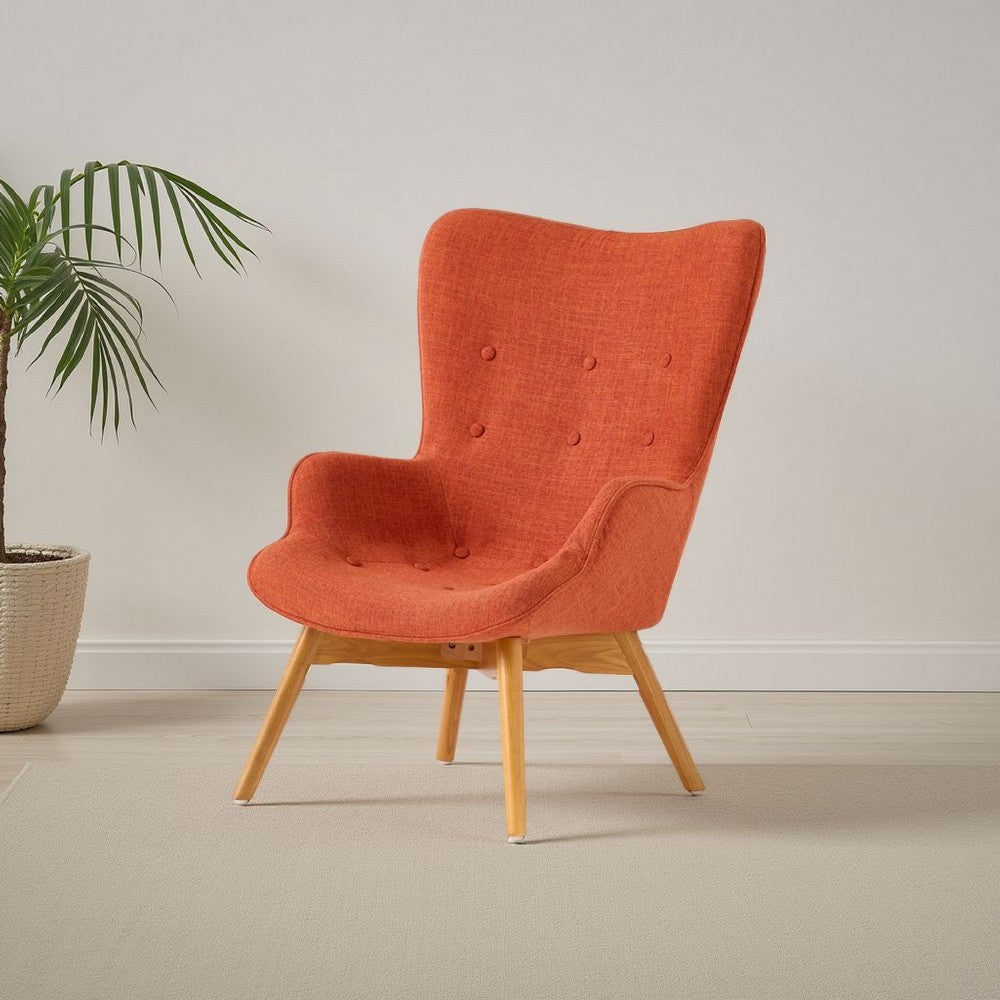 Tanie Lounge Chair, Ash Wood, Contoured Orange Tufted Polyester Body -BM337054