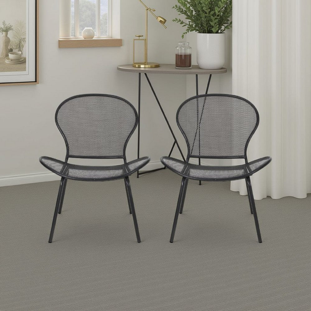 Nian Accent Chair Set of 2, Black Iron Shell Design and Hairpin Legs -BM337055