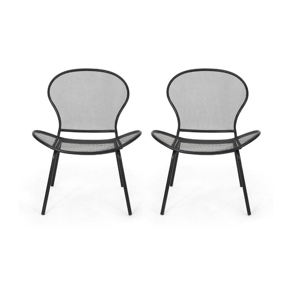 Nian Accent Chair Set of 2, Black Iron Shell Design and Hairpin Legs -BM337055