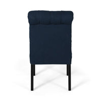 Mein Dining Chair Set of 2, Rolled Top Button Tufted, Blue Polyester -BM337059