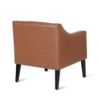 Alton Accent Armchair, Sloped Arms Tapered Legs, Brown Faux Leather -BM337060