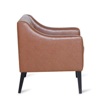 Alton Accent Armchair, Sloped Arms Tapered Legs, Brown Faux Leather -BM337060