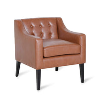 Alton Accent Armchair, Sloped Arms Tapered Legs, Brown Faux Leather -BM337060