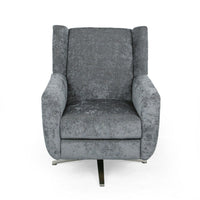 Frolic Swivel Armchair with Wingback Design, Iron Base, Gray Fabric -BM337061