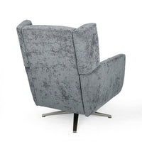 Frolic Swivel Armchair with Wingback Design, Iron Base, Gray Fabric -BM337061